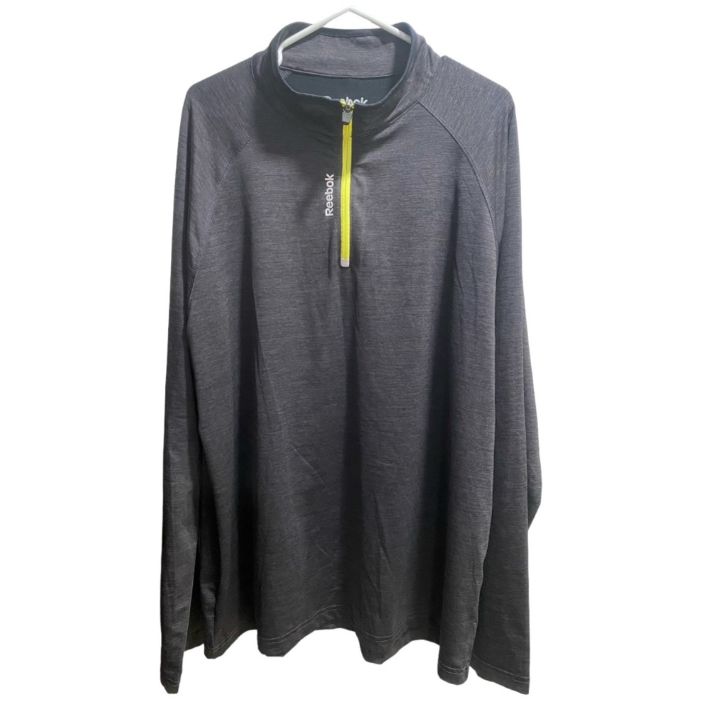 Mens Reebok 1/4 Zip up pullover,‎ size 2XL, Grey and neon yellow